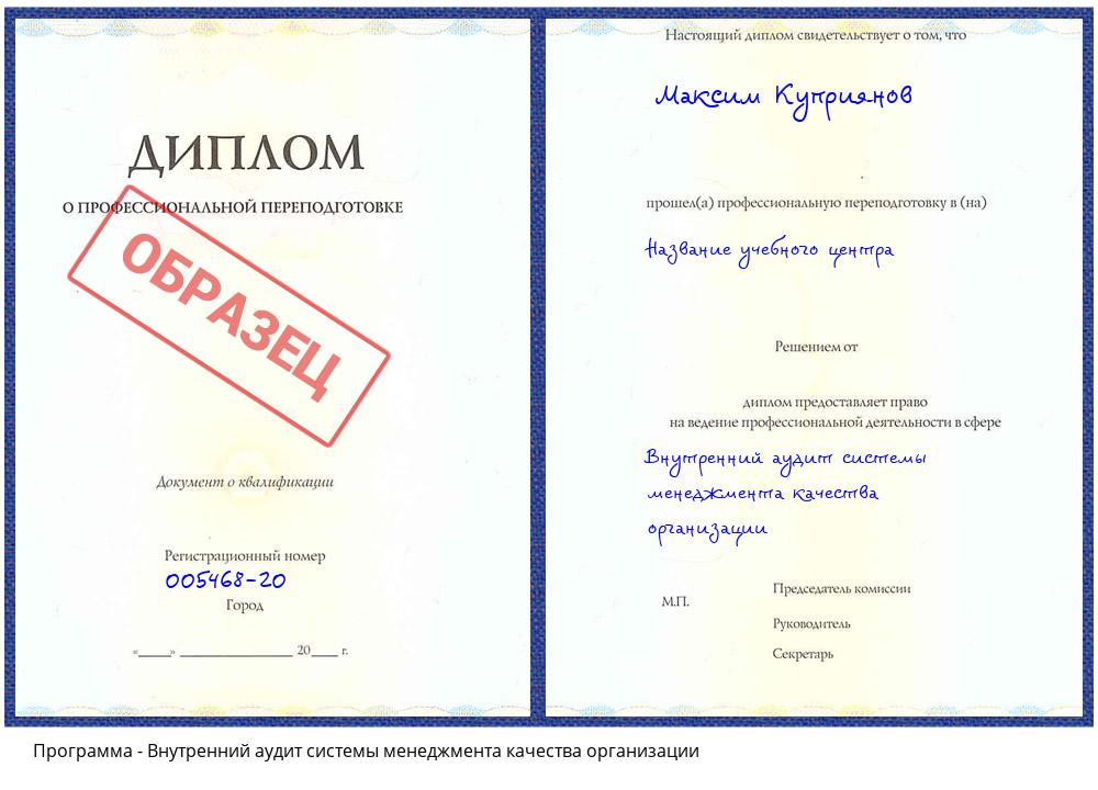 Внутренний аудит системы менеджмента качества организации Мурманск