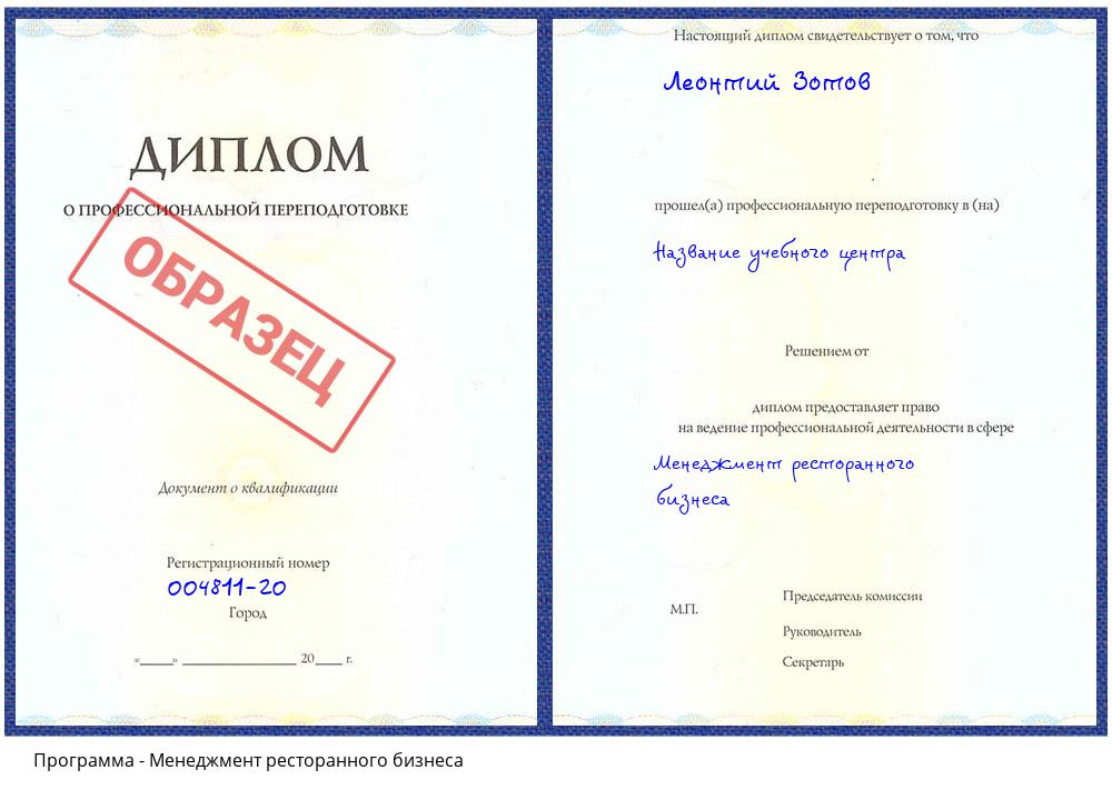 Менеджмент ресторанного бизнеса Мурманск
