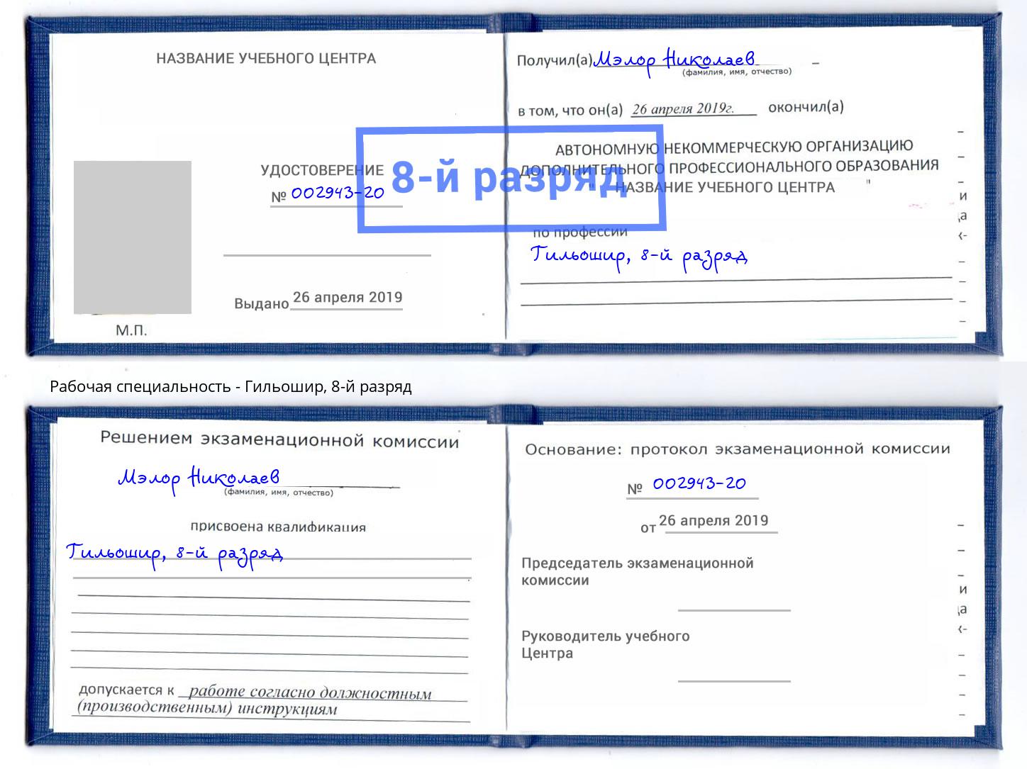 корочка 8-й разряд Гильошир Мурманск